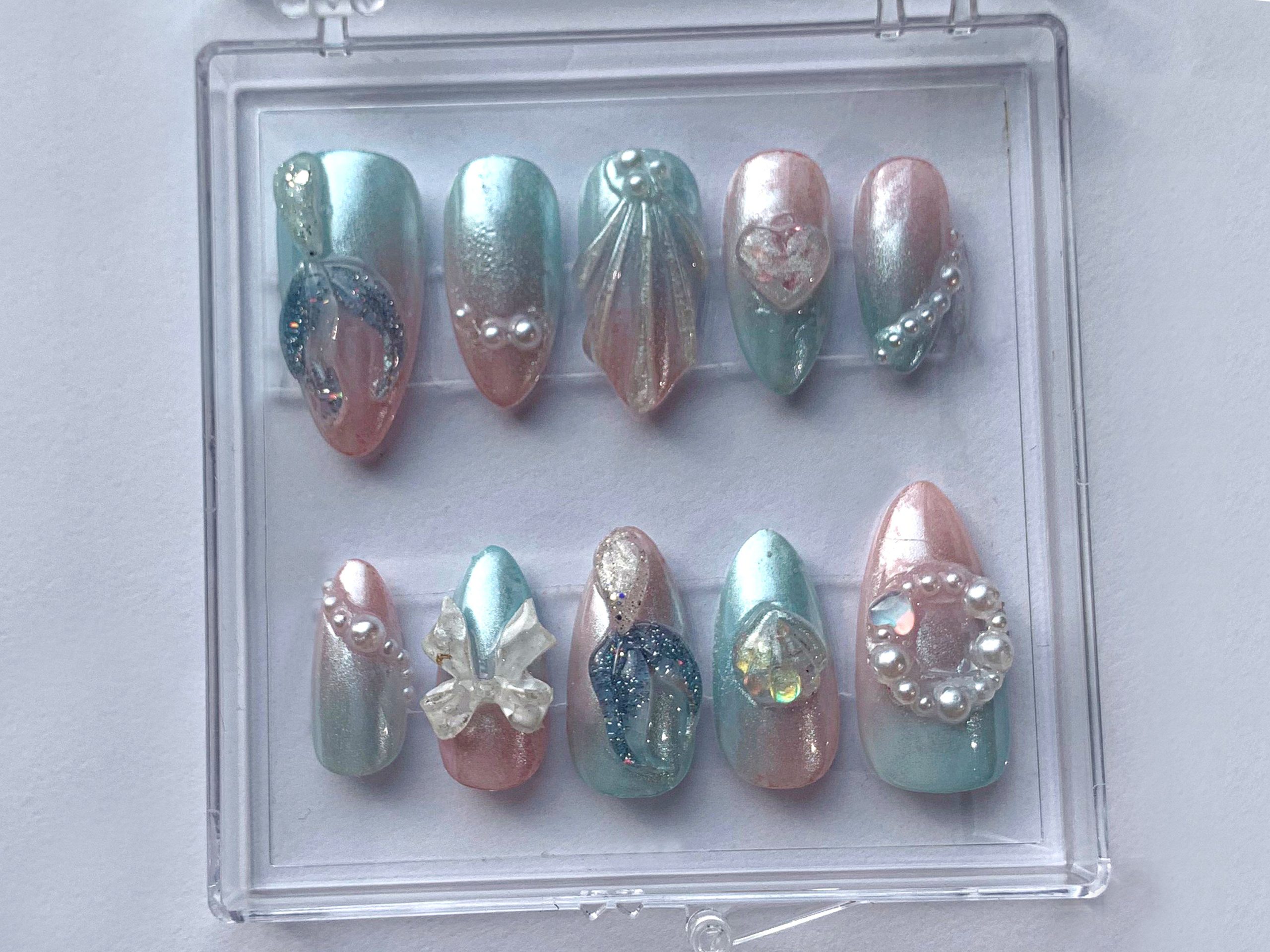 Pastel Mermaid Inspired Press On Nails